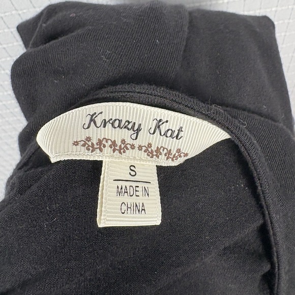 Krazy Cat Emboidered Boho Top Womens Small Dark Cottagecore Fairy Hippie Prairie - Picture 6 of 8